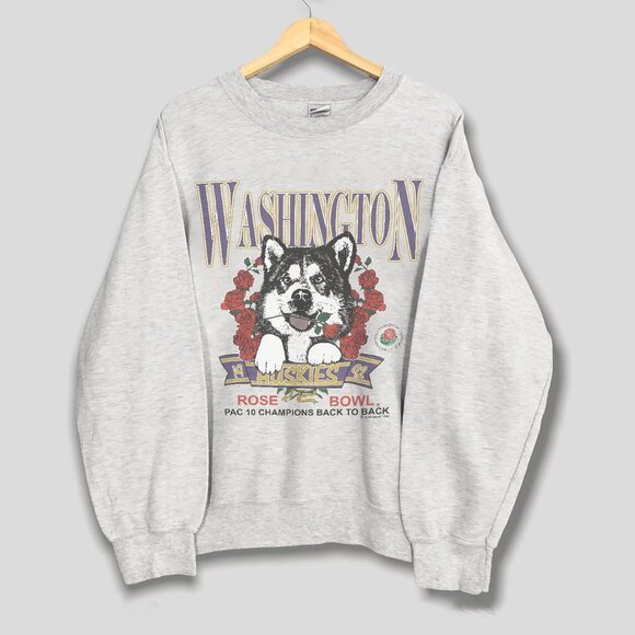 Vintage 1992 University Of Washington Huskies Rose Bowl NCAA Football Sweatshirt - Picture 1 of 2